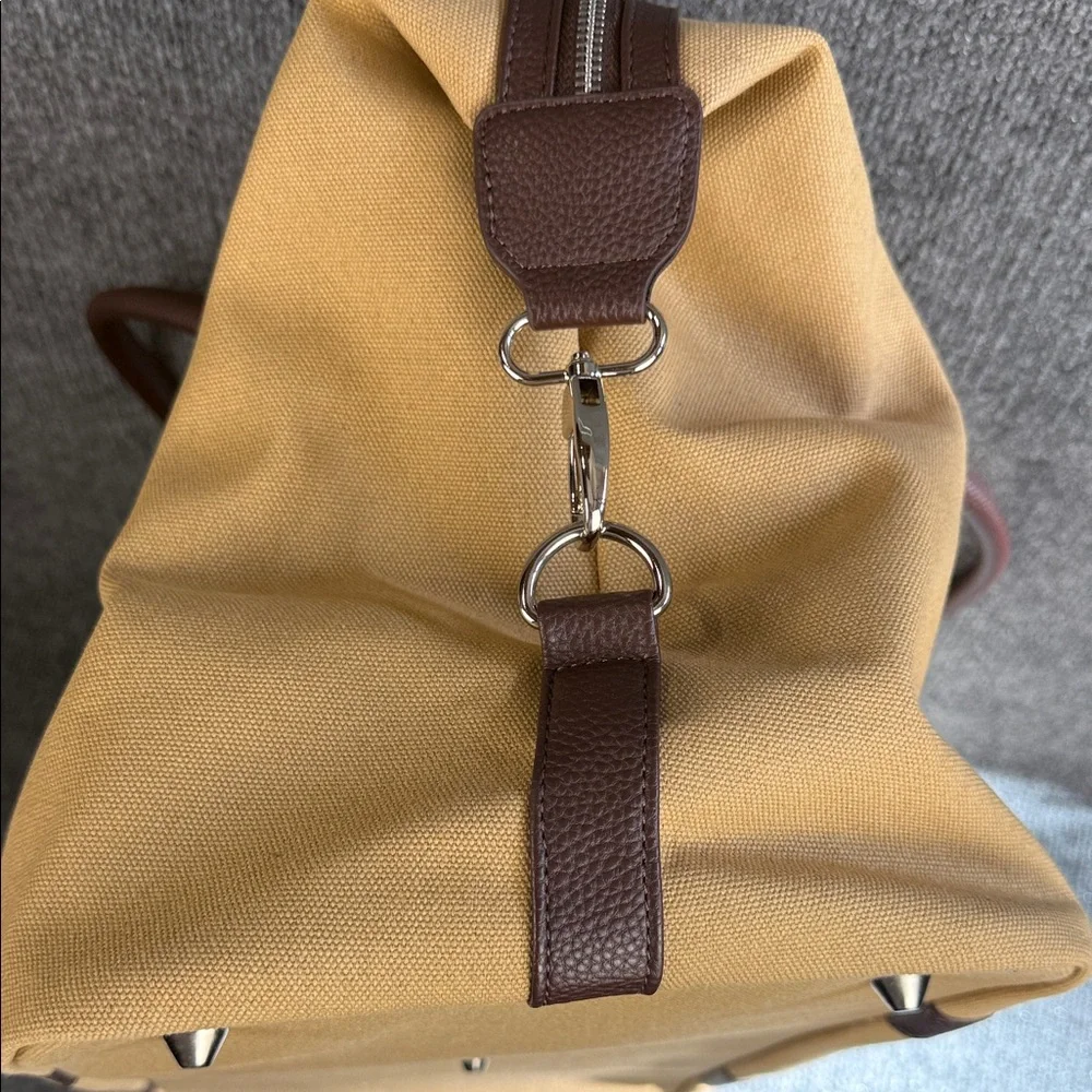 Brouk & Company Canvas Duffel with Brown Faux Leather Trim Shoulder Strap NEW